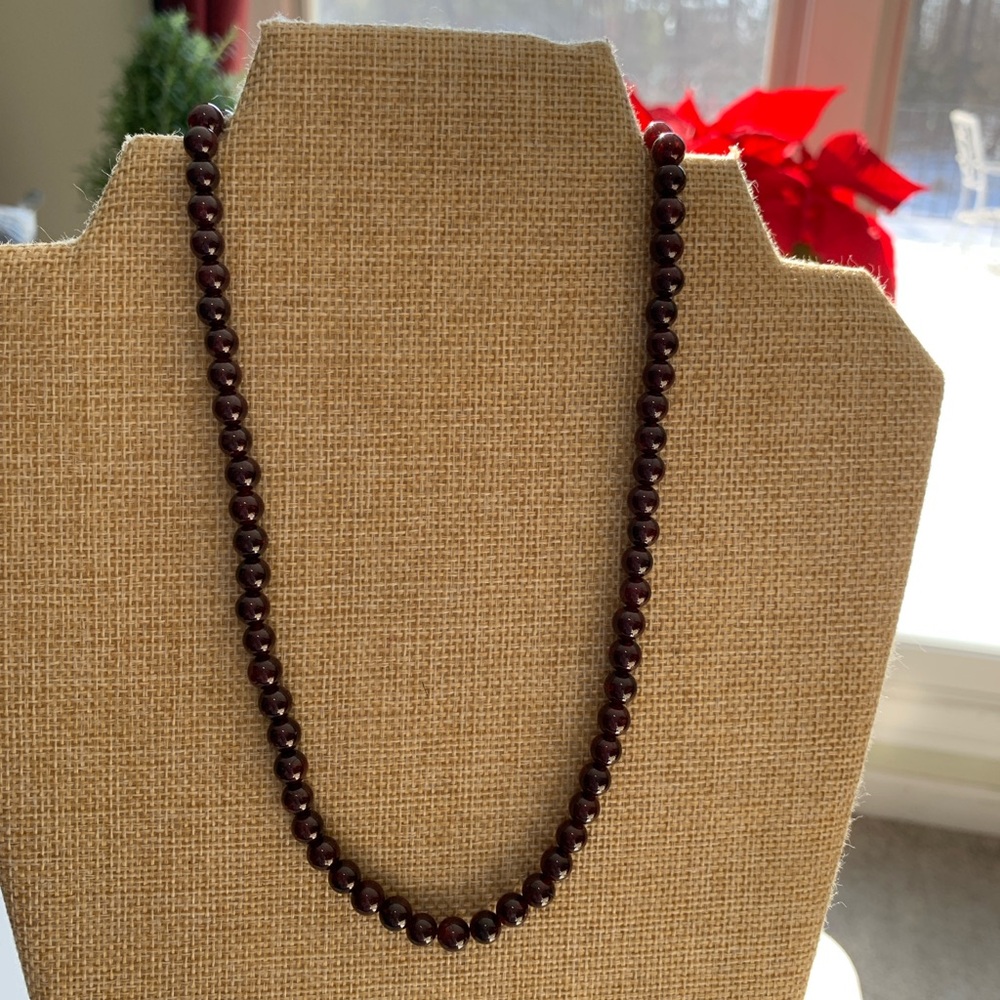 Genuine Garnet Beaded Necklace